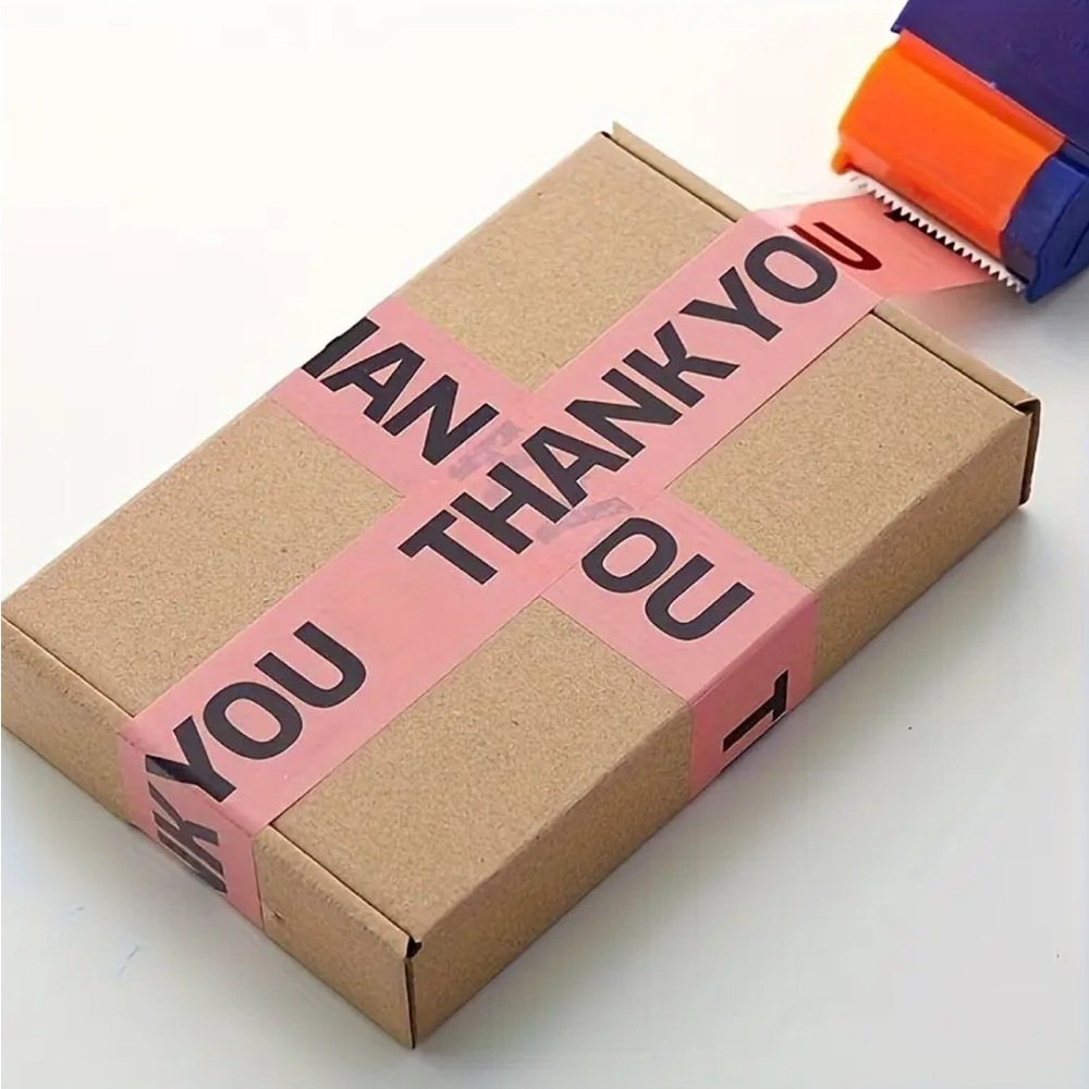 1/ Packaging Tape Pink Thank You Tape 1 Roll